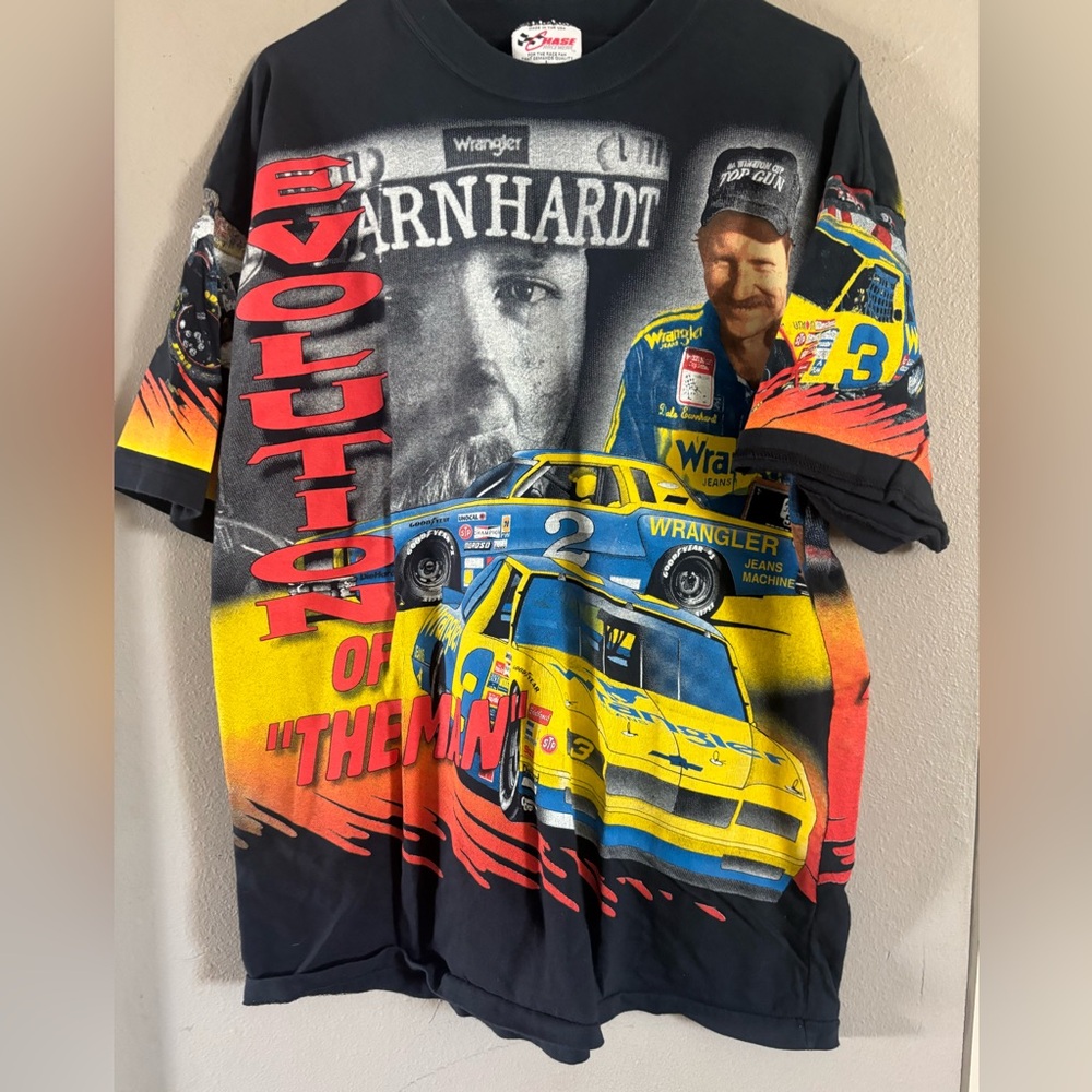 Wrangler Black Racing Graphic Tee with Red and Yellow Highlights